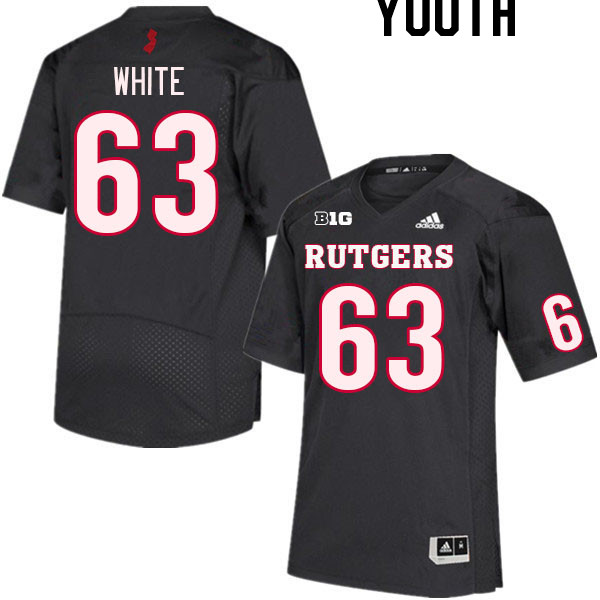 Youth #63 Taj White Rutgers Scarlet Knights College Football Jerseys Stitched Sale-Black